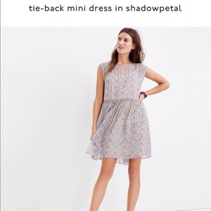 tie back mini dress in shadowpetal